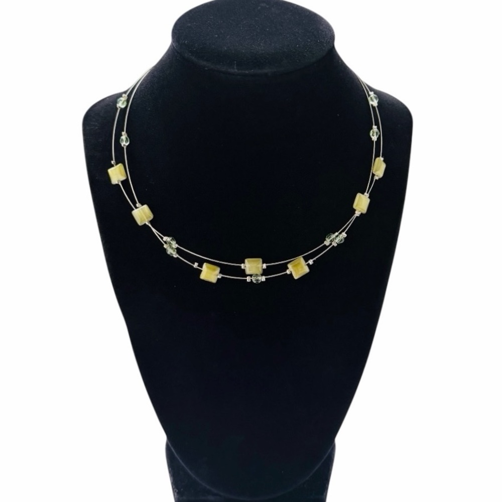 Express Silver Double Stranded Light Green Beaded… - image 5